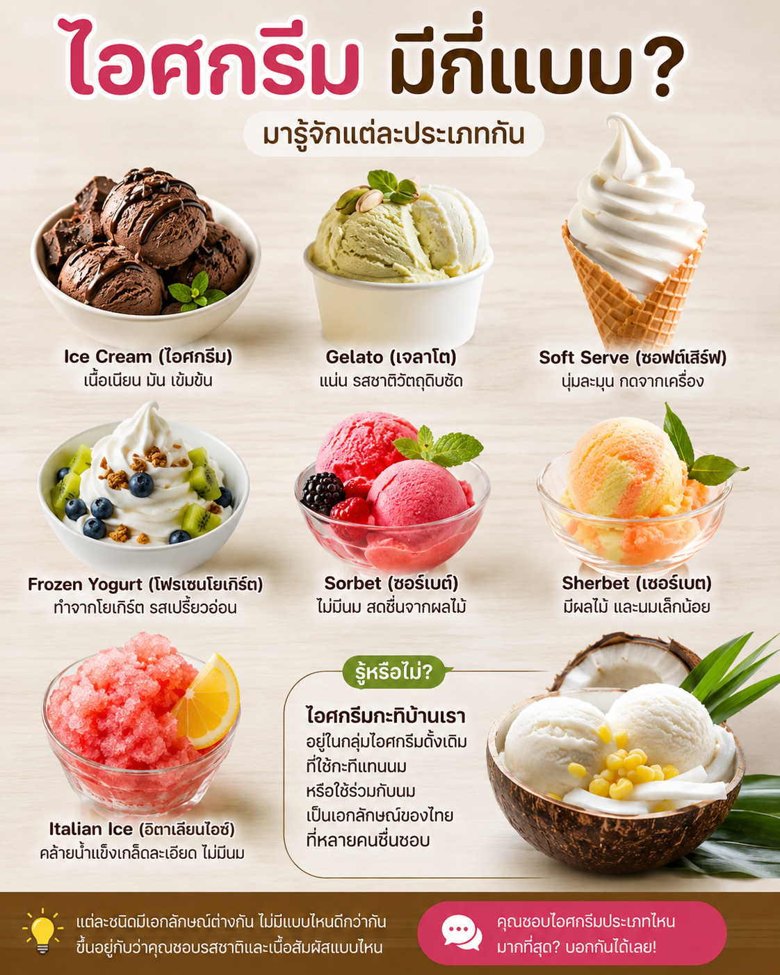 ไอศกรีมมีกี่ประเภท? รู้จักประเภทไอศกรีมยอดนิยม