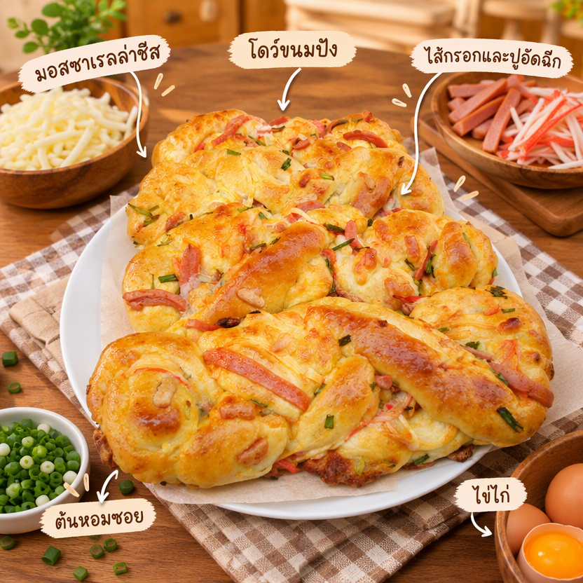 🍞 ปั้นความสุขคำโตๆ กับ "ขนมปังแฮมชีสปูอัด" ไส้ทะลักสะใจ! 🧀