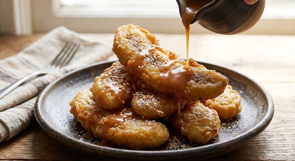 สูตรกล้วยทอดคาราเมล (Crispy Banana Fritters with Caramel Sauce)