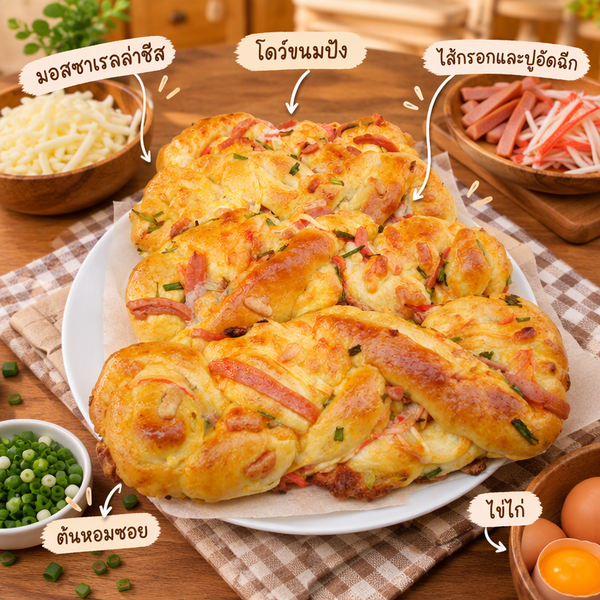 🍞 ปั้นความสุขคำโตๆ กับ "ขนมปังแฮมชีสปูอัด" ไส้ทะลักสะใจ! 🧀